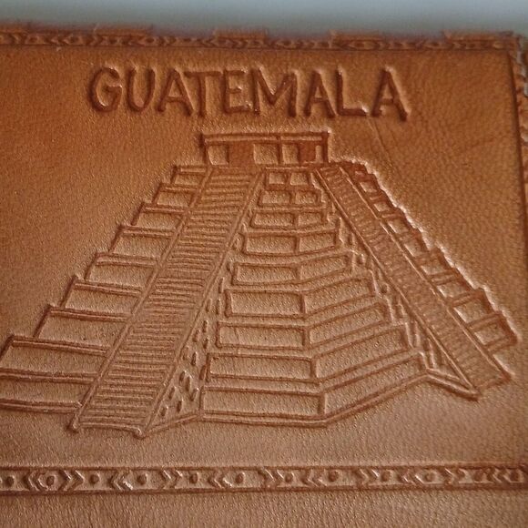 Guatemala Tourist Wallet Leather Embossed Hand Painted Crafts Mexico Unisex - Picture 12 of 14